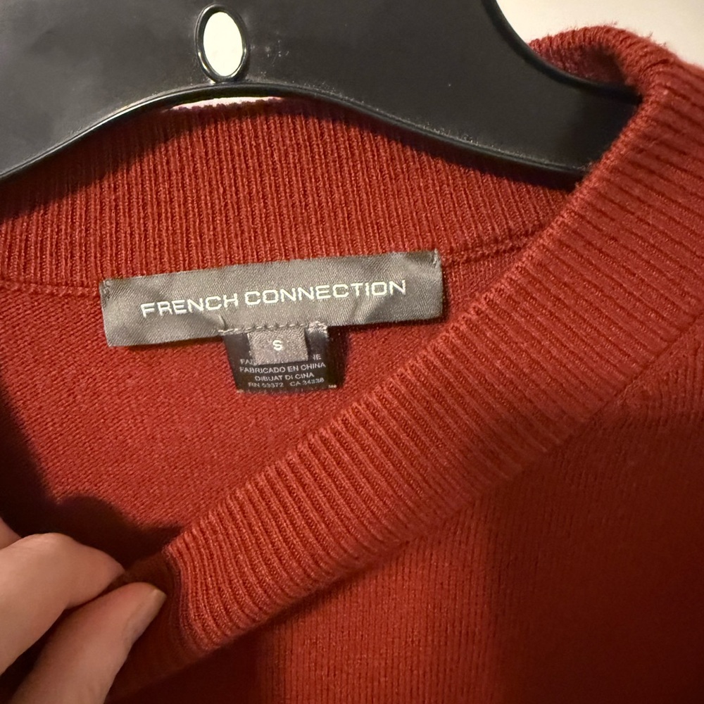 French Connection Sweater Red Color Block Knit, S… - image 4